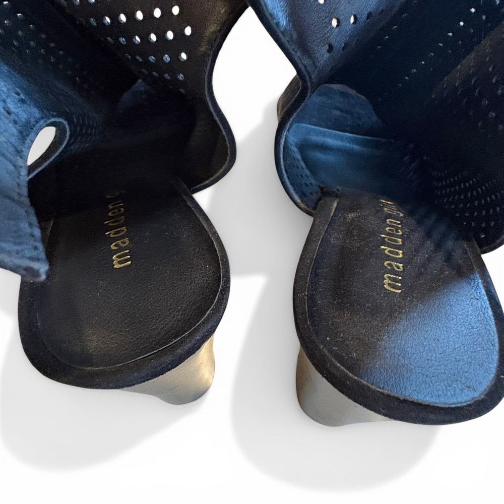 Madden Girl Womens Black‎ Laser Cut Perforated Slingback Block Heel Sandals 7.5 - Picture 7 of 8